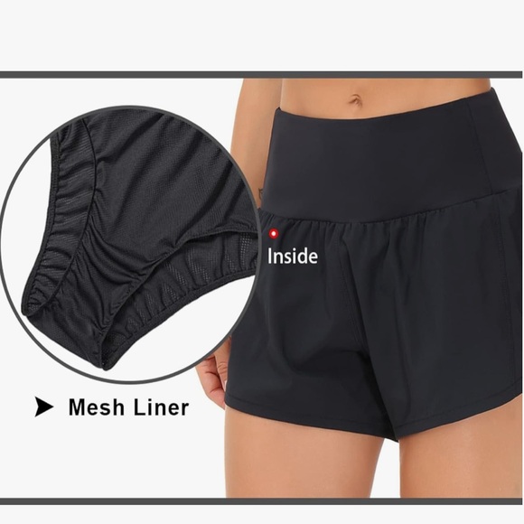 The Gym People High Waisted Black Running Shorts Quick Dry 3” Inseam Large - Picture 3 of 11